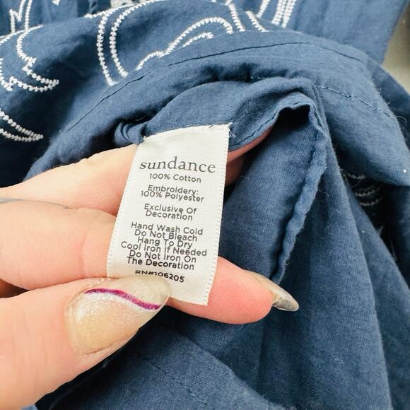 Sundance Blue Cotton Embroidered Pace Tunic Dress Women’s Size XL - Picture 3 of 7